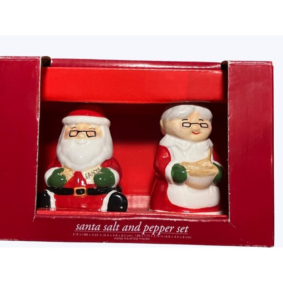 Santa Salt Pepper Set Ceramic Holiday Table Decor Vintage Style By Kmart - Picture 3 of 12